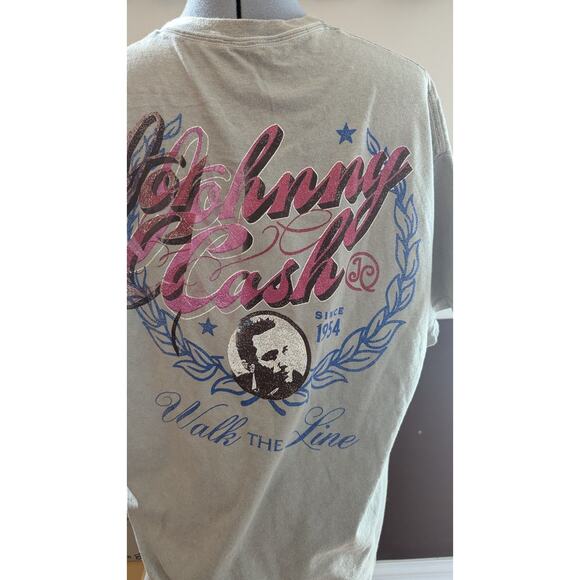 Johnny‎ Cash Men's Walk the Line Cotton Graphic Tee Tan Size XL NWOT - Picture 5 of 5